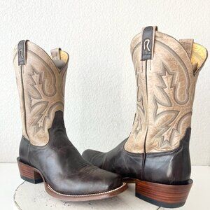 Rod Patrick Mens Cowboy Boots 12.5A Antique Mocha Bison Brown Western Blunt Toe